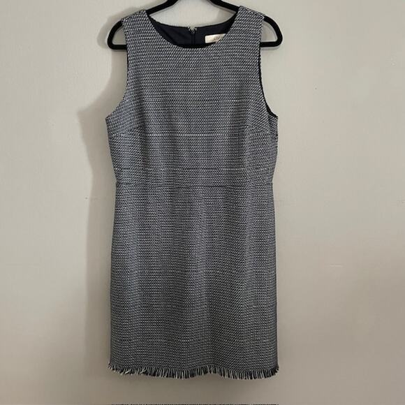 NWT Loft Woman Navy White A-Line Dress Sz 14 Preppy Work Casual Date Night - Picture 1 of 7